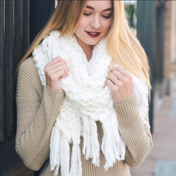 October Love Accessories - Ivory Fringe Scarves